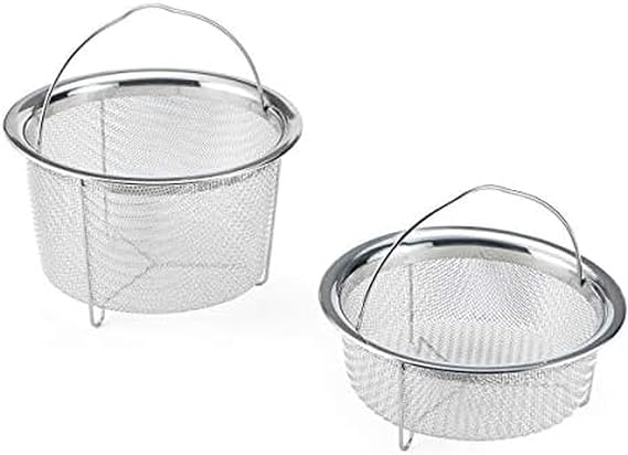 Instant Pot Official Mesh Steamer Basket Set, Stainless Steel, Dual-Purpose Steamer & Strainer, Easy-Lift Handle, Dishwasher Safe, Rust-Resistant, Essential Accessory for Healthy Cooking