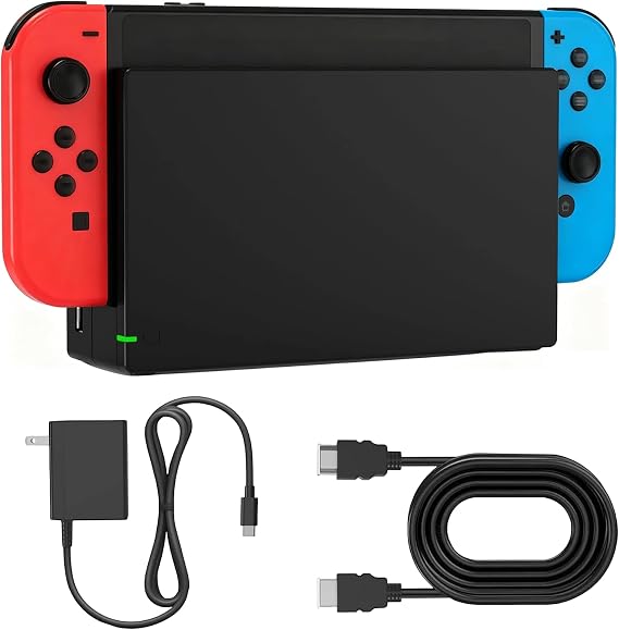 Dock Station for Switch/Switch OLED, Replacement 3-in-1 TV Dock Set with Original IC Module, AC Charger & High-Speed HDMI Cable for 1080P HD Output & Console Charging（Not Compatible with Switch 2）