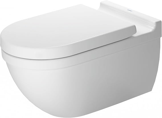 Duravit, 2226092092, Starck 3 0.8/1.6 GPF Dual Flush Wall Mounted One Piece Elongated Toilet with Wall Hand Lever - Less Seat, White with HygieneGlaze