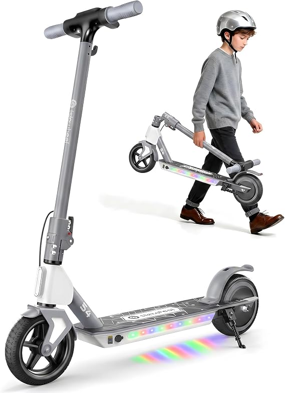 isinwheel S4 Electric Scooter for Kids 6-14, e Kick Scooter with LED Dispaly, 200W Powerful Motor, Dual Brake System, Adjustable Speed, Gifts for Kids Girls Boys