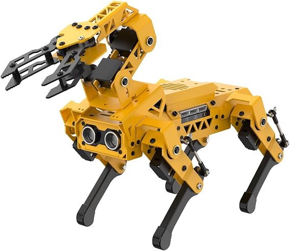 AI Vision & Voice Interaction Smart Robot Dog, for UNO Scratch Python, with Robot Arm, Self-Balancing Target Recognition/Tracking, Bionic Quadruped Programming, STEM Educational Robot Kit, MechDog Pro