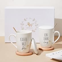 AW BRIDAL Premium Wedding Gift Set with 2 x 360 ml Ceramic Mugs: Perfect as an Engagement Gift, Honeymoon Gift or Anniversary Gift for Couples. Includes Elegant Gold Embossed Gift Box