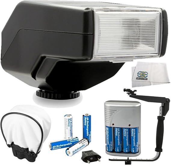 Universal Low Profile Automatic Flash with Bounce and Accessory Bundle for Pentax K10D K100D K200D K20D K-7 K-x K-r K-5 K-01 K-30 K-5 II K-5 IIs K-50 K-500 K-3 K-3 II K-1 k-1 II