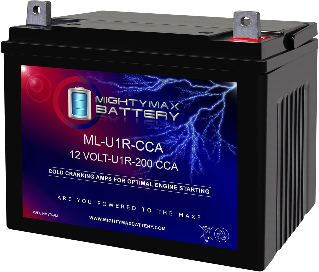 Mighty Max Battery ML-U1R-CCA 12V 200CCA Replacement Battery Compatible with Husqvarna YTH2148 Garden U1R Lawn Mower