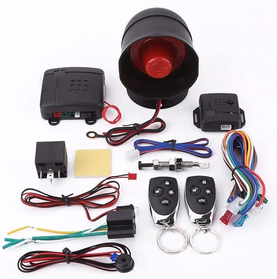 Car Security System, Car Alarm System Immobilizer Kit， Universal Alarm Security Keyless Entry with 2 Remote Controls Siren