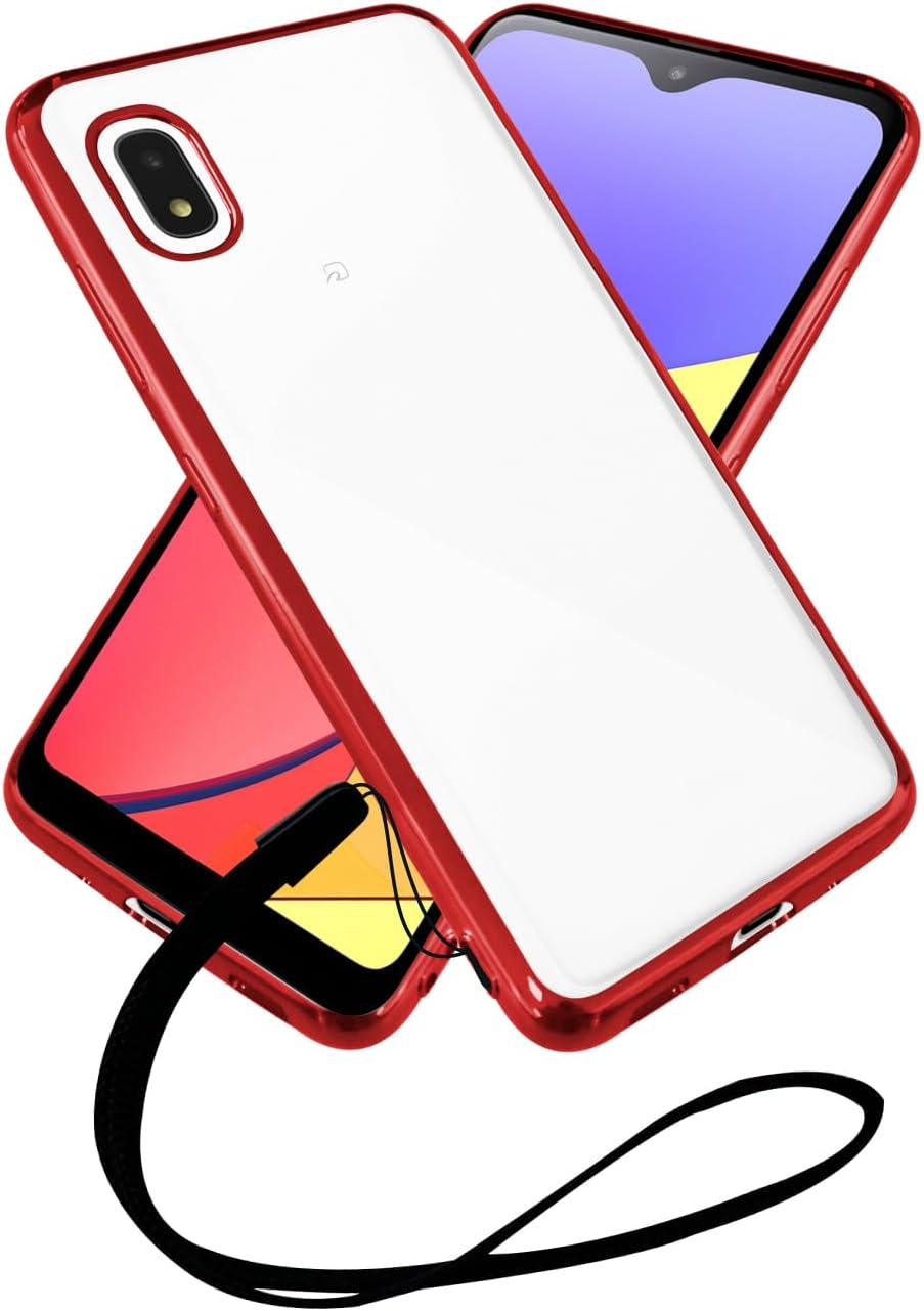 SIZUKA WILL Galaxy A21 Clear Case SC-42A SCV49 Case Cover Side Plated Clear Case Red x Clear 1 Piece