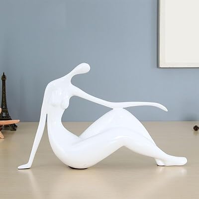 Art Statue Home Decor - Woman Statue Lady Sculpture Figurine Fat Yoga Decor Modern Art for Gifts PolyresinWhite A