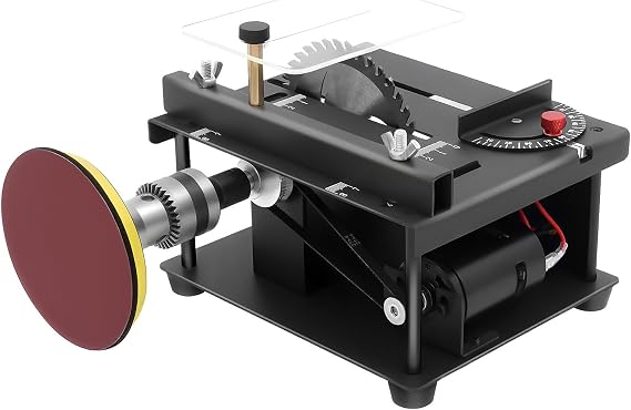 Mini Table Saw, Multi Functional Table Saw for Crafts, Portable Small Desktop Electric Saw for Cutting Grinding Polishing, Speeds & Angle Adjustable Desk Saws Tool for Wood PCB Plastic Acrylic Cutting