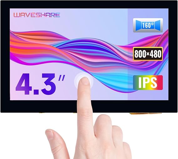 waveshare 4.3inch Capacitive Touch Display Compatible with Raspberry Pi 5/4B/3B+/3A+/3B/2B/B+/A+/CM3/3+/4 800480 Resolution IPS Wide Angle MIPI DSI Interface