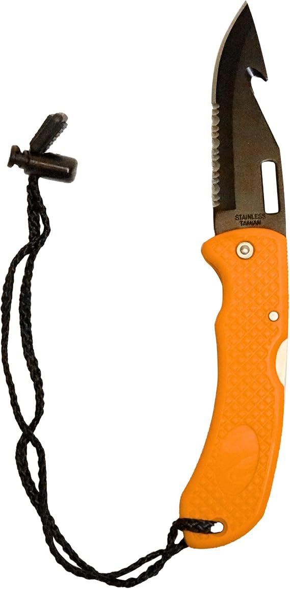 Scuba Choice Foldable BCD Dive Knife with Pointed Tip, Black Stainless-Steel Blade Compact, Lightweight, Rust-Resistant, Easy-to-Store Tool for Diving, Snorkeling, Spearfishing, Safety Gear
