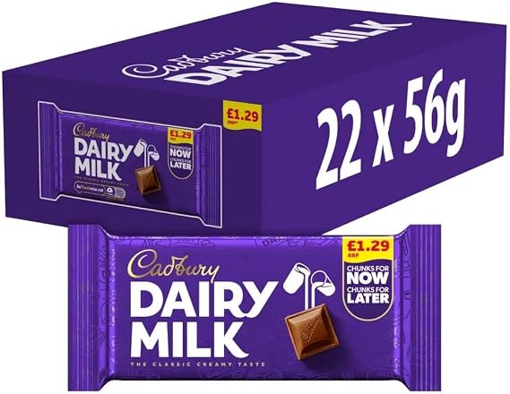 Cadbury Dairy Milk Chocolate Grab Pack PMP 56g – Choose Your Quantity – Smooth Milk Chocolate Bar