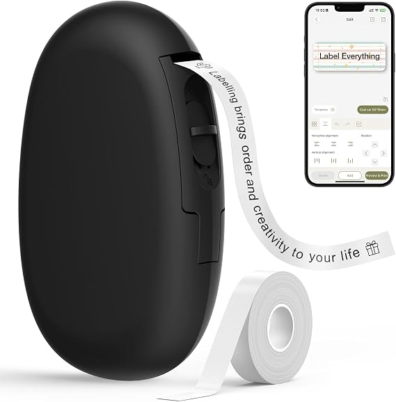 SUPVAN E10 Bluetooth Label Maker Machine with Tape, Black
