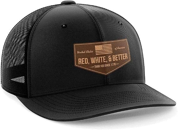 Greater Half - Red, White, and Better Than You Mesh Trucker Golf Hat Baseball Cap, Genuine Leather Patch, Adjustable Snapback