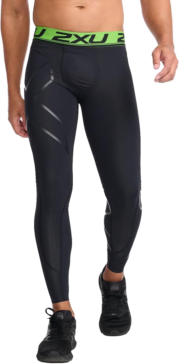 2XU Men's Refresh Recovery Compression Tights - Powerful Compression, Post Workout Muscle Recovery - Black/Nero - Size Small