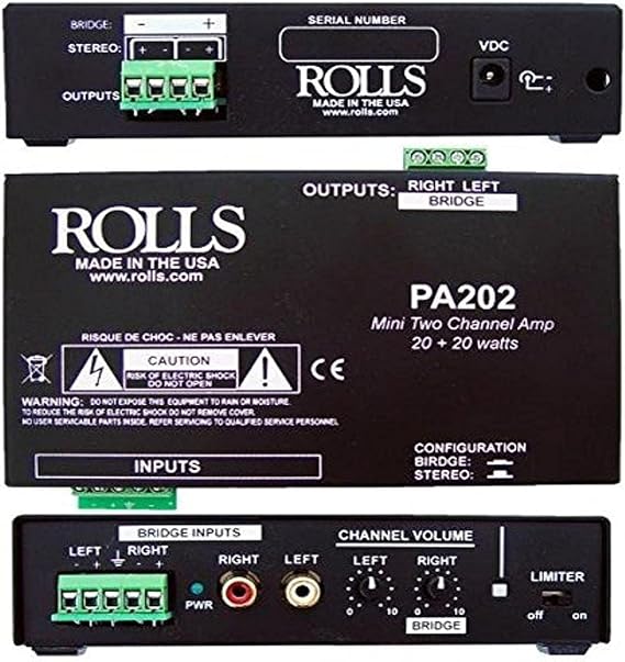 Rolls PA202 20W Class-D Mini Stereo Amplifier