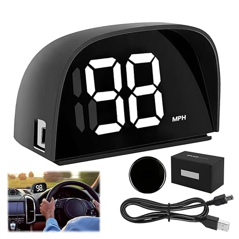Car GPS Speedometer, Digital MPH Head Up Display with USB Cable Plug, White