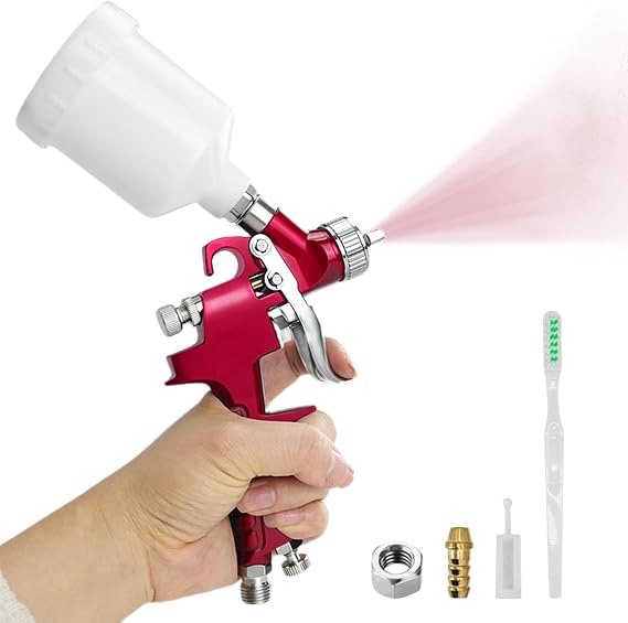 Air Spray Gun, 600CC Capacity,Paint Gun with 1.5mm Nozzle for House DIY Painting, Car, Furniture, Varnish and Top Coat with Sprayer Accessories(Red)