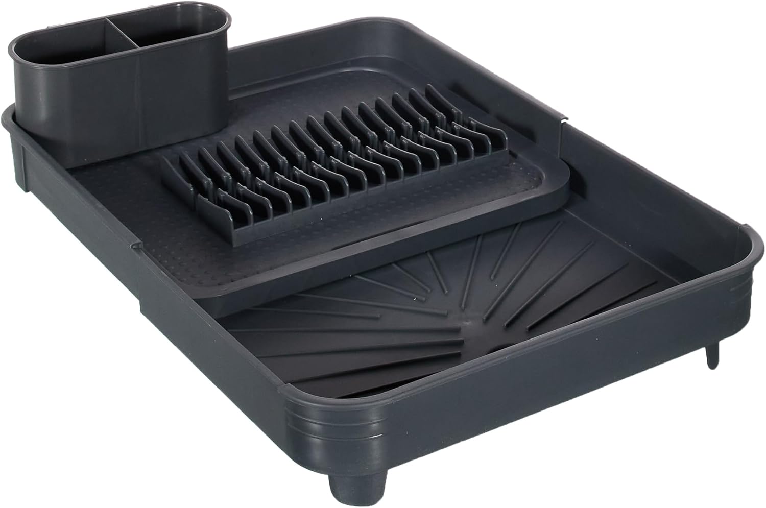 Miss Collection Retractable Dishwasher Plate, Water Discharge Corrugated and Cutlery Dryer-Modern Design Plastic Anthracite