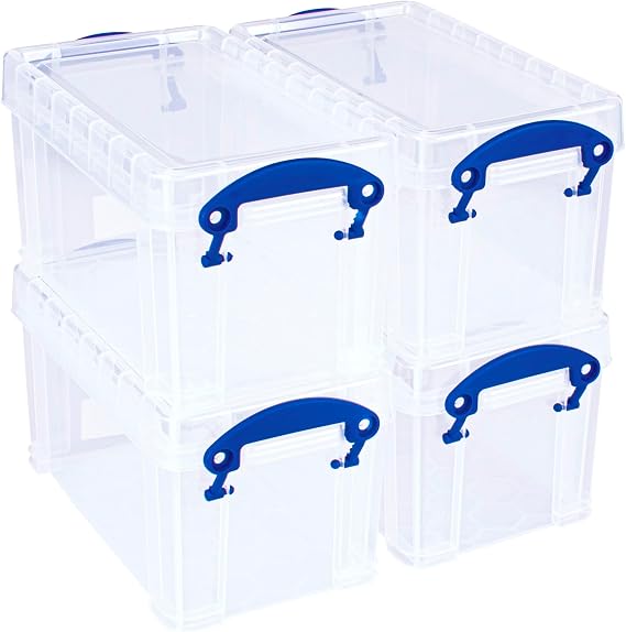 Really Useful Plastic Storage Box 2.1 Litre Clear (Pack of 4)