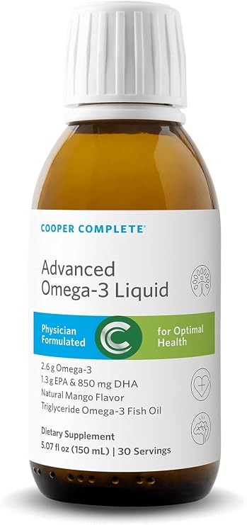 Cooper Complete Liquid Omega-3 Fish Oil, Mango Flavor, EPA DHA, 30 Serv