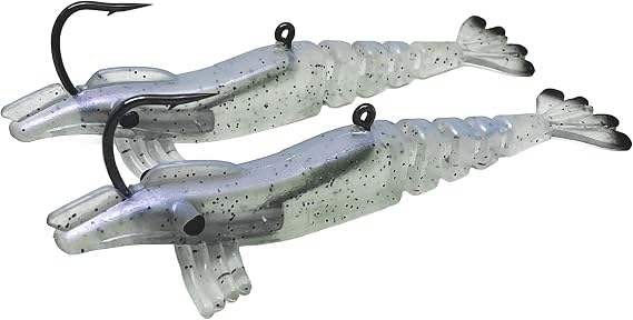 Jerk Shrimp | TPE, 1/4oz, 4" Pre-Rigged with UV Glow | Redfish, Snook, Trout, 2 Count
