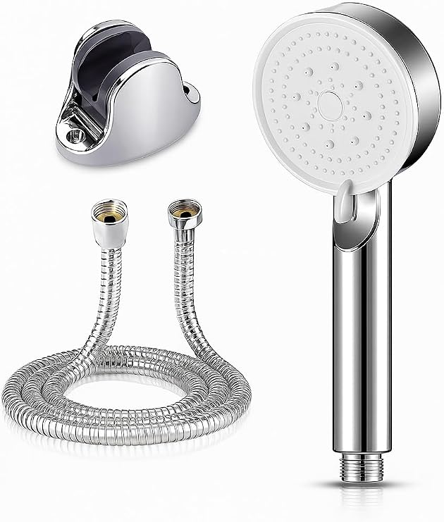 Busstier Turbo Duş Başlığı, Yüksek Basınçlı El Duşu, 5 Fonksiyonlu Duş Başlığı (Krom Turbo Set)