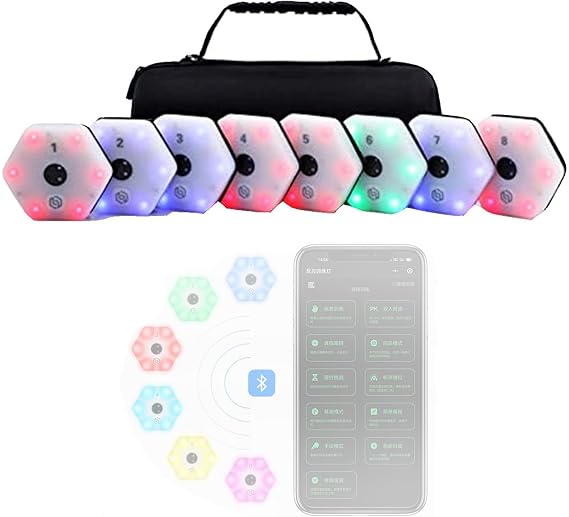 Wall Reaction Time Training Lights,Led Agile Reaction Training Light,Multiple Sensors,Fit All Sports,App Real-Time Data Analysis,for Training The Brain And Body 8Lights
