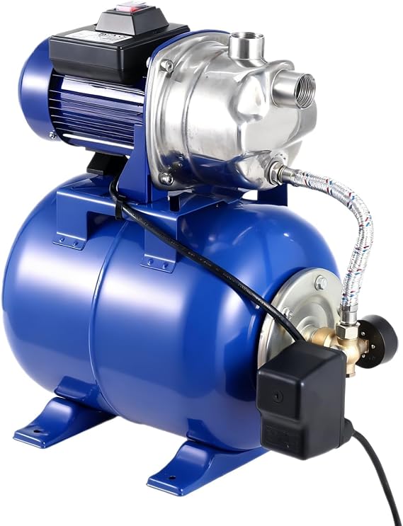 115V Shallow Well Pump with Pressure Tank 1 HP 950 GPH Water Booster Pump