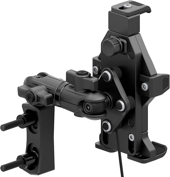 Tackform Aluminum Black Motorcycle Perch/Brake/Clutch Reservoir Adventure Phone Mount - Vibration Dampening and Wireless Charging | 3.5 Arm | Compatible with Harley-Davidson, Gold Wing, More