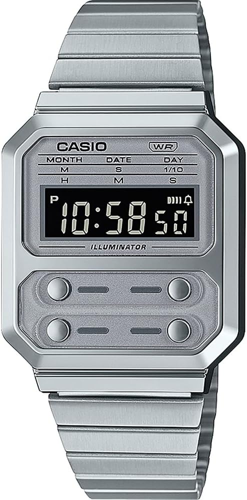 Casio A100WE-7BDF Wristwatch, Grey, Standard