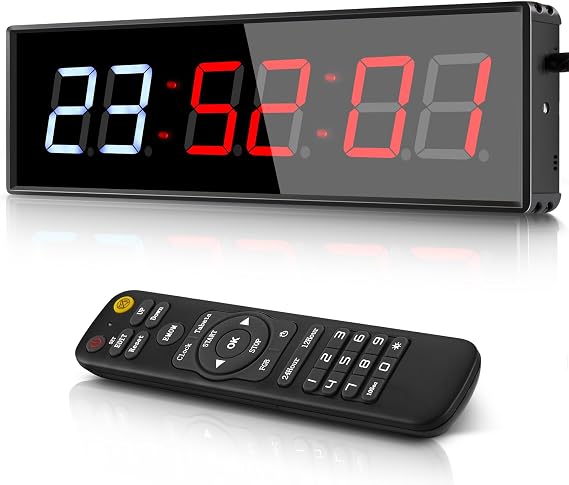 PELLOR Gym Timer, 15.5" Large Gym Clock with Stopwatch Count Down/Up