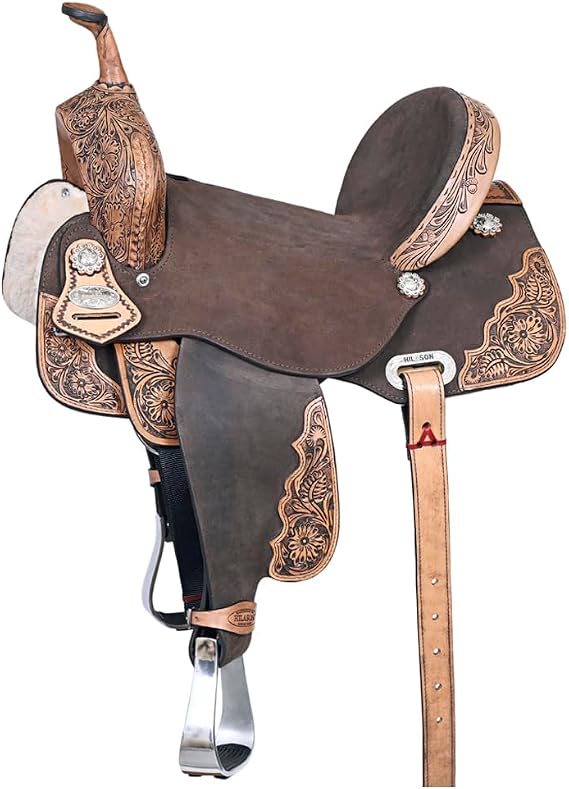HILASON Western Horse Saddle Flex Tree Brown Trail Barrel