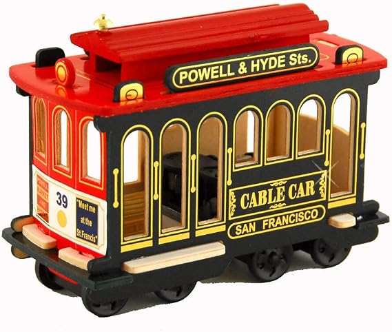 City-Souvenirs Musical San Francisco Cable Car Wooden Replica 6 Inches
