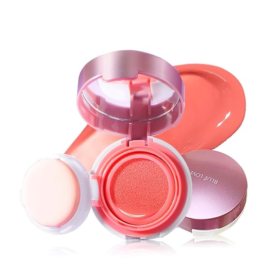 BLUE LOVE Liquid Cushion Blush - Cheek Tint, Contour (01 Pink Orange)