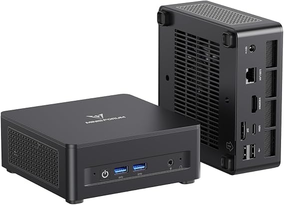 MINISFORUM UM690L Slim Mini PC, AMD Ryzen 9 6900HX Mini Computer (8C/16T, up to 4.9 GHz), 16 GB LPDDR5 and 512GB PCIe 4.0 SSD, DP/HDMI 2.1/USB 4, 4 x USB Type-A, WiFi 6E/BT 5.3