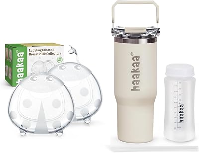 haakaa Ladybug Breast Milk Collector 150ml,2pcs & Portable Breastmilk Cooler Combo