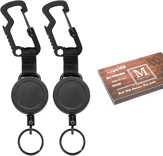 MNGARISTA Retractable Keychain Multifunctional EDC Carabiner Key Ring Clip