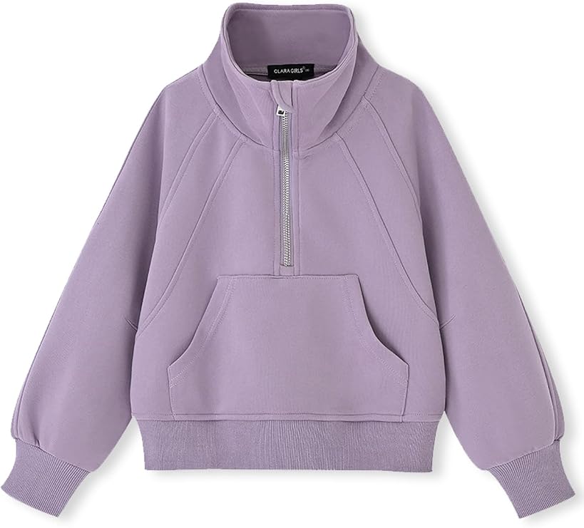 ACESTAR Girls Half Zipper Sweatshirts Long Sleeve Zip Up Pullover Tops for Teen Girls kids Mock Neck Sweater 4-14 Years