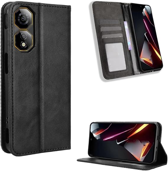 ZTE Nubia Neo 2 5G フォンケース、PU レザー フリップ フォン 保護カバー ZTE Nubia Neo 2 5G 対応 ケース ブラック