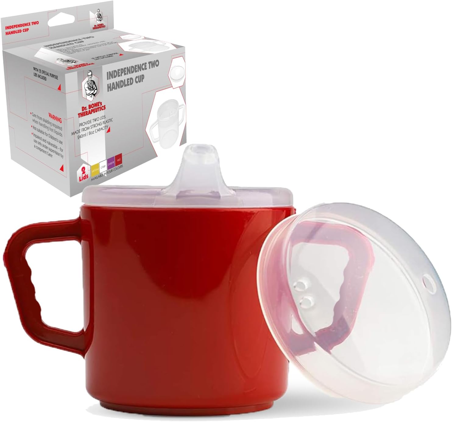 Compact 240ml Adult Sippy Cup with Dual Handles - Ideal for Limited Mobility, Handicapped, and Elderly Care - Assistive Sip Cups Cups for Elderly Care Drinking MugDrinking CupNon Spill Cup Red