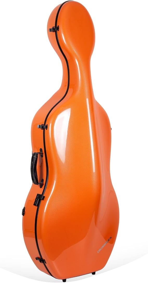 Crossrock Cello Case Fits 4/4 Full-Size Cellos, Carbon Fiber Shell Weighs 7.5 lb-Orange(CRF3020CEFOR)
