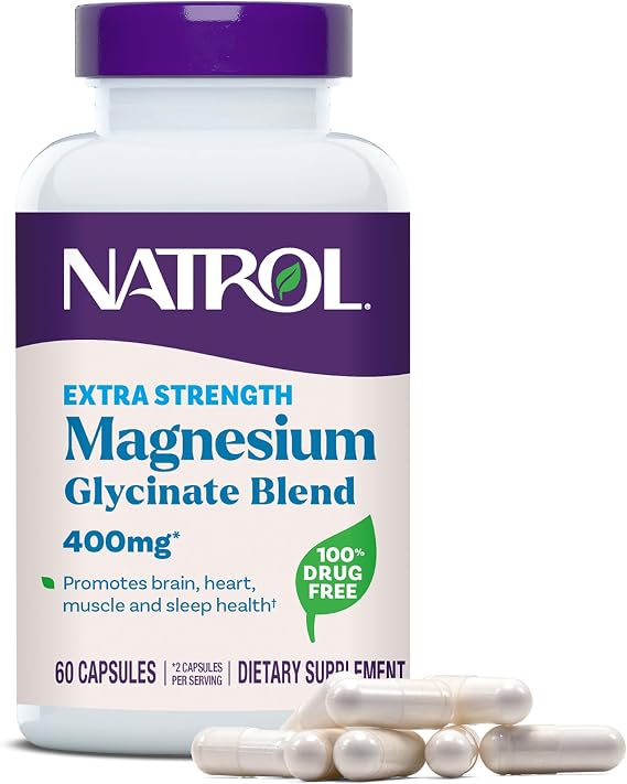 Natrol Extra Strength Magnesium Glycinate Blend 400mg, 60 Capsules