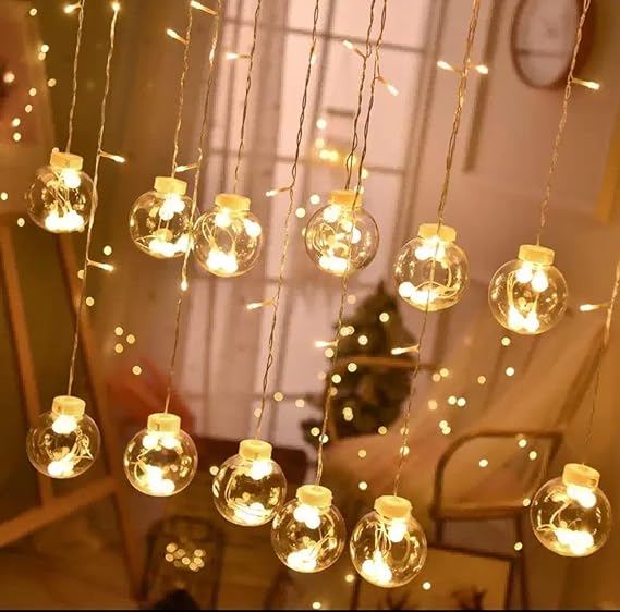 MR 3 Metre Top Perde Led Işık Gün Işığı 8 Fonksiyonlu Eklenebilir Küre Toplu Ampul Dekoratif Led Işık Yılbaşı Süsü [Enerji Sınıfı A]