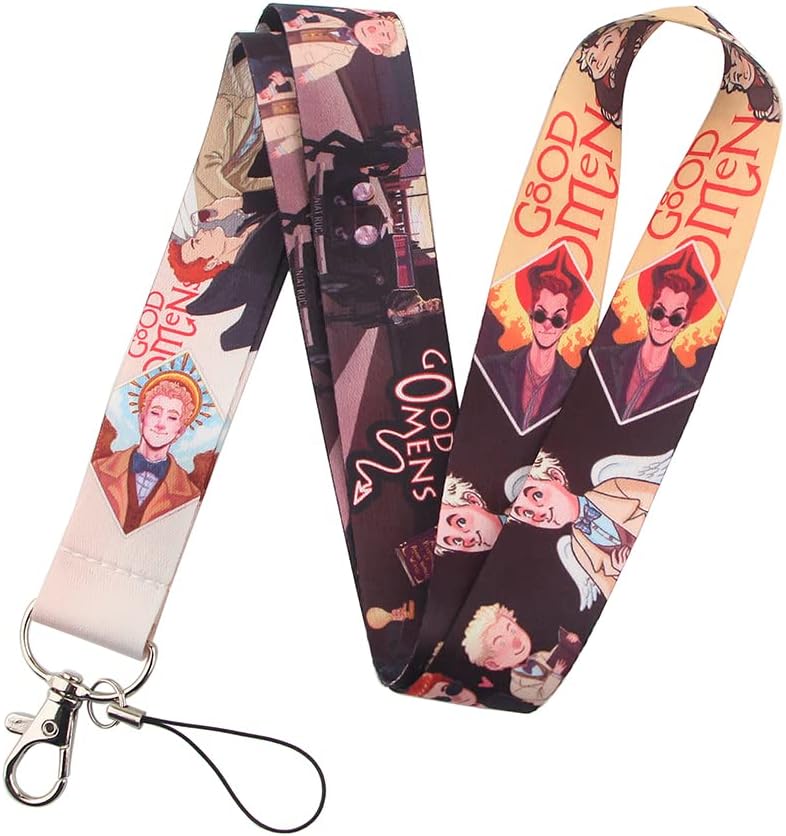 Good Omens TV Show Angel Demon 17.7 Neck Lanyard Keychain Holder ID Badge Mobile Phone Pin Strap by Pinstant