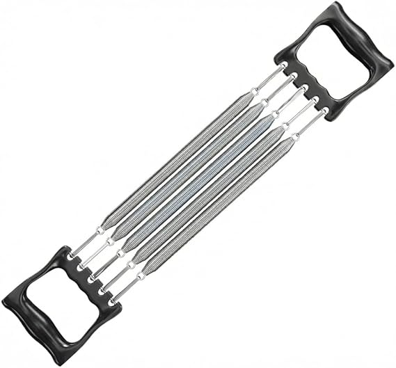 Adjustable Chest Expander for Men and Women, Classic Steel Spring Arm Pull Bar, 5-Level Resistance up to 66 lbs, Durable Upper Body Workout Equipment for Home Gym, Shoulders and Back Training