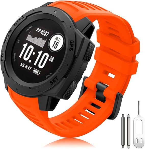 Compatible Garmin Instinct Strap, Silicone Band 22mm Bracelet Replacement Watch Strap for Garmin Instinct Sports GPS Smart Watch with Adapter Tools