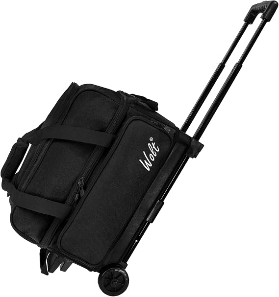 WOLT 2 Ball Bowling Bag with Wheels with Retractable Handle Extends to 40"