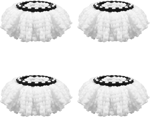 4 Pack Microfiber Spin Mop Replacement Heads, Round Refills, White