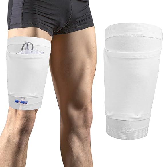 Catheter Leg Bag Holder Stay in Place Catheter Sleeve Soft Foley Urine Bags Holder Strap for Men or Women Catheter Stabilization Device (L)