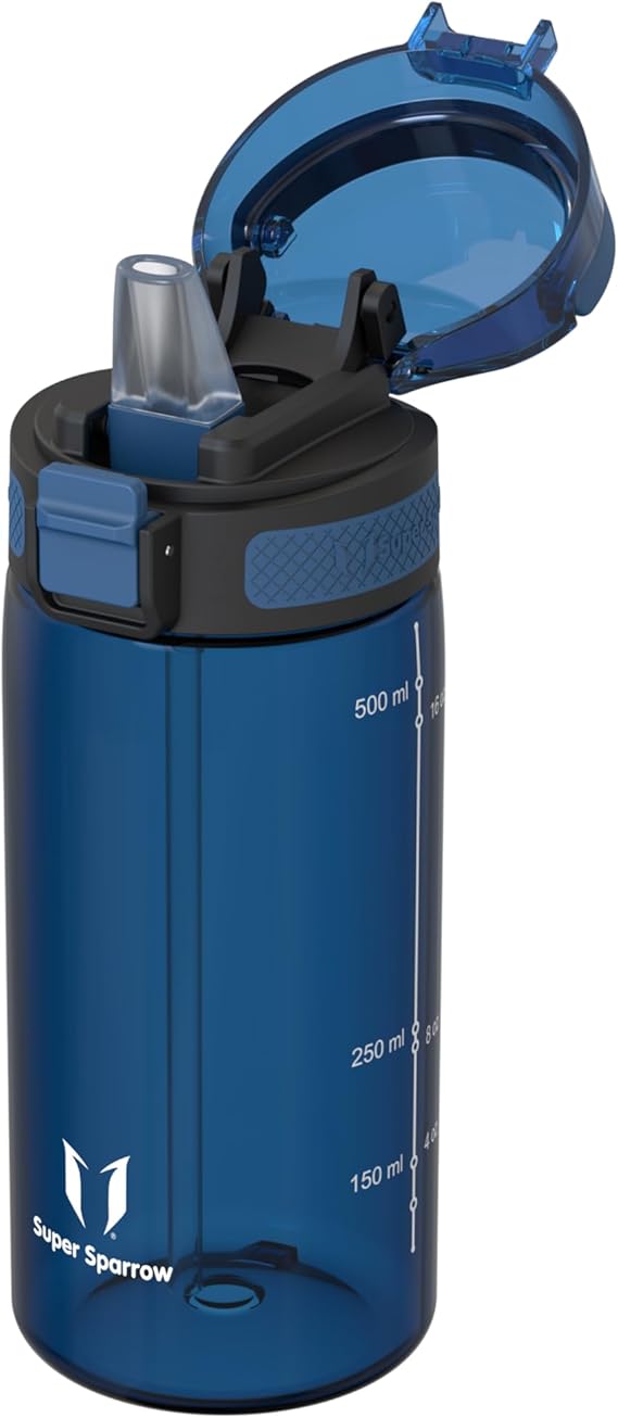 Sparrow Sport Water Bottle with Straw - Tritan Plastic Drinks Bottles